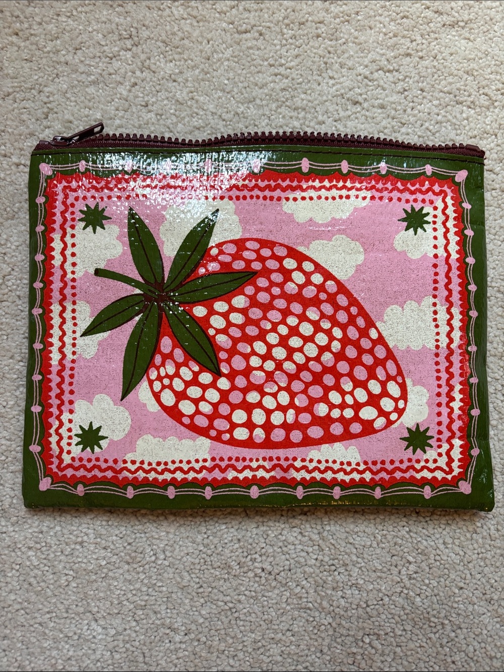 Strawberry Print Zip Pouch from BlueQ.